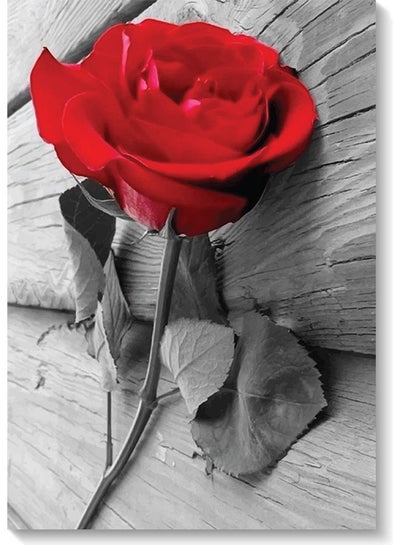 Buy Rose Themed Wall Painting Grey/Red 40x60cm in UAE