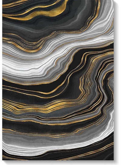 Buy Watercolors Printed Wall Art Black/Gold/Grey 40x60cm in Saudi Arabia