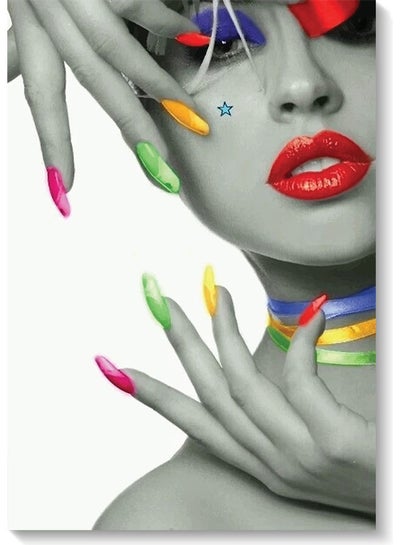 Buy Woman Manicure Wall Art Multicolour 40x60cm in UAE