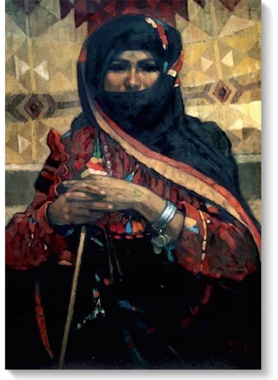 اشتري لوحة فنية جدارية تمثل امرأة بدوية متعدد الألوان 40x60سم في السعودية