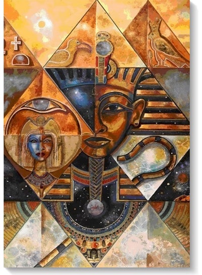 Buy Egyptian Inscriptions Themed Wall Art Painting Multicolour 40x60cm in UAE
