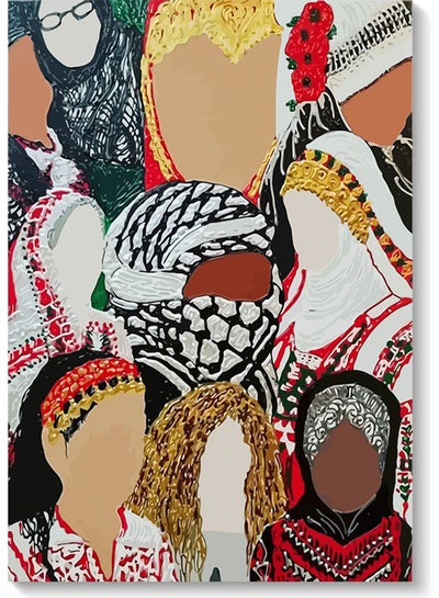 Buy Palestinian Woman Wall Art Multicolour 40x60cm in Saudi Arabia