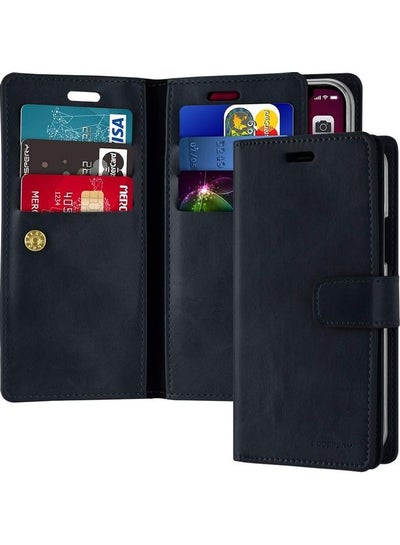 Buy iPhone 12 Mini  Leather Protection Flip Cover Wallet Case Navy Blue in Saudi Arabia