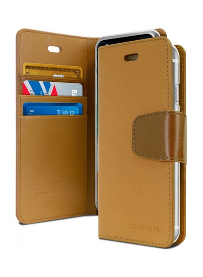 اشتري iPhone 12 Mini  Leather Protection Flip Cover Wallet Stand Case Light Brown في السعودية