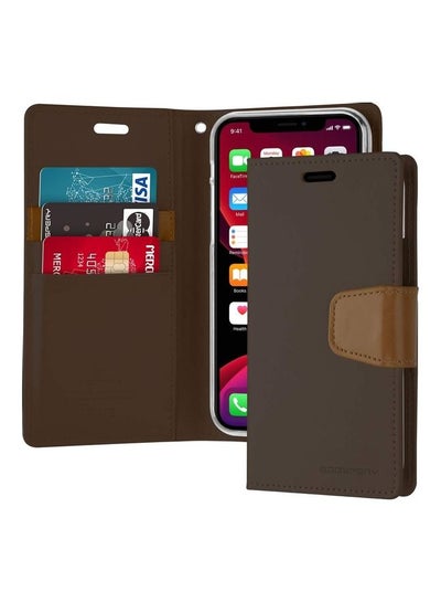 اشتري iPhone 12 & 12 Pro  Leather Protection Flip Cover Wallet Stand Case 6.1بوصة بني غامق في السعودية