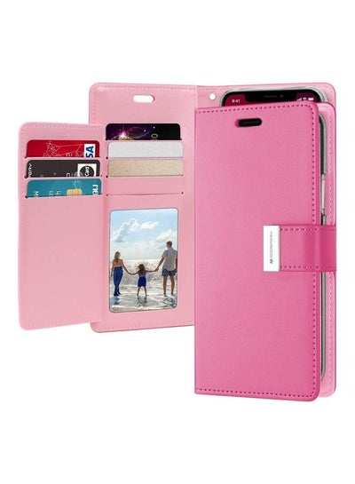 Buy iPhone 12 Pro Max  Leather Protection Flip Cover Wallet Case Fuchsia in Saudi Arabia