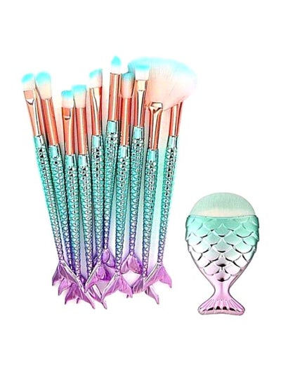 Buy 11-Piece Mermaid shape Makeup Brushes 700 G Multicolour in UAE