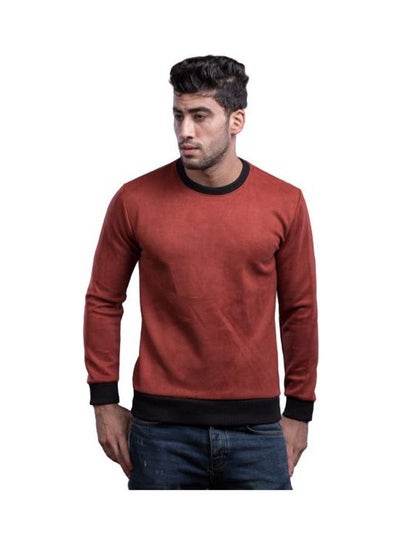 اشتري Casual Plain Round Neck Long Sleeve Sweatshirt أحمر في مصر