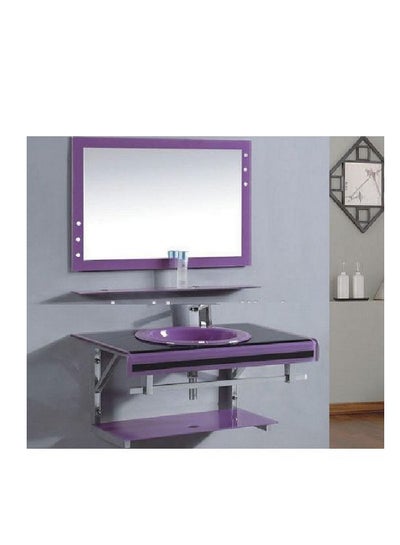 Buy Glass Wash Basin With Shelves Purple 80cm in Egypt