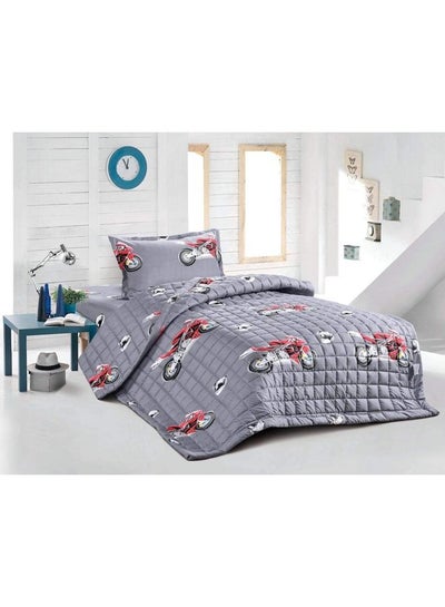 Buy 3-Piece Kids Comforter Set polyester Grey 160x210cm in Saudi Arabia