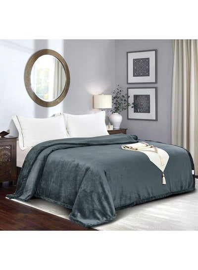 Buy Soft Blanket Polyester Grey 200x220cm in Saudi Arabia