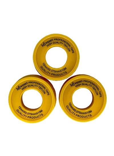 Buy 3-Piece Multifunctional Teflon Tape Set Yellow 1.5inch in UAE
