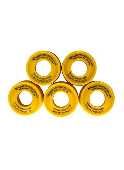 Buy 5-Piece Multifunctional Teflon Tape Set Yellow 2.5inch in UAE