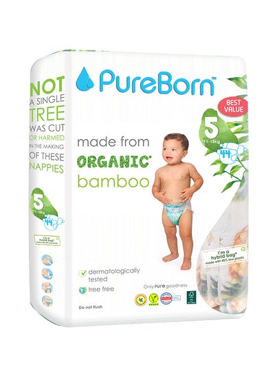 Buy Organic Bamboo Baby Diapers, Size 5, 11 - 18 Kg, 44 Count - Flowers in UAE