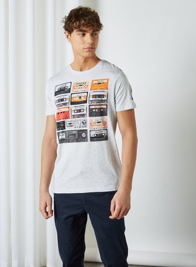 Buy Cassette Graphic Front T-Shirt Ecru Marl in Saudi Arabia
