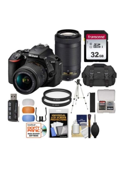 Black Nikon D5600 DSLR Camera (AF-P 18-55mm + 70-300mm VR Lens) at