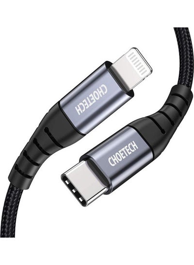 Buy Nylon Braided USB-C to Lighting Cable For I Phone Black in UAE