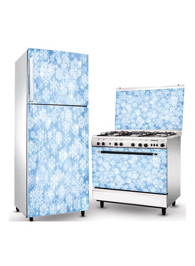 Buy 3-Piece Printed Kitchen Sticker Set Home Decor Accents Blue/White 170 x 74cm in Egypt