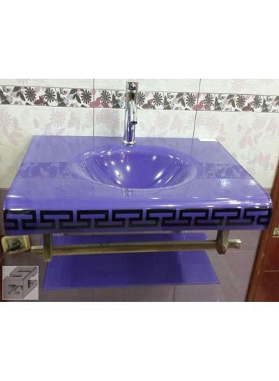 Buy Glass Wash Basin With Shelves Purple 80cm in Egypt