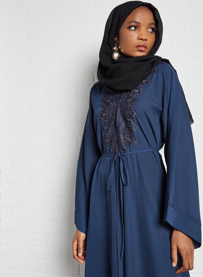 Buy Wide Sleeve Abaya Blue in UAE