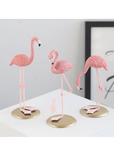 Buy 3-Pieces Flamingo Desk Ornaments Pink in UAE
