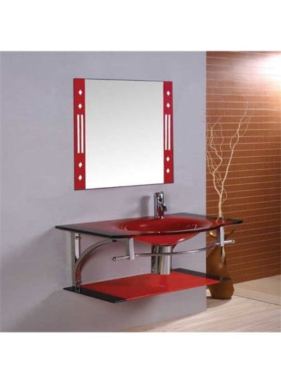 Buy Modern Basin Bathroom Unit  With Medium Waterfall Mixer Cold & Hot Water Set Red in Egypt