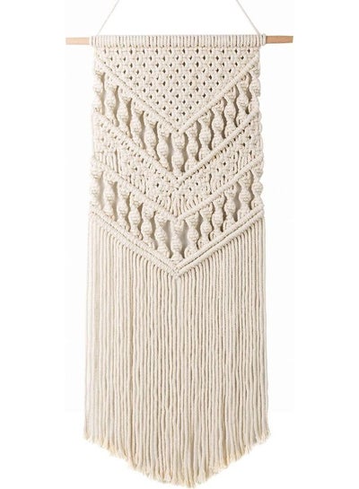 Buy Handmade Woven Macrame Wall Tapestry Beige 40x83centimeter in Saudi Arabia