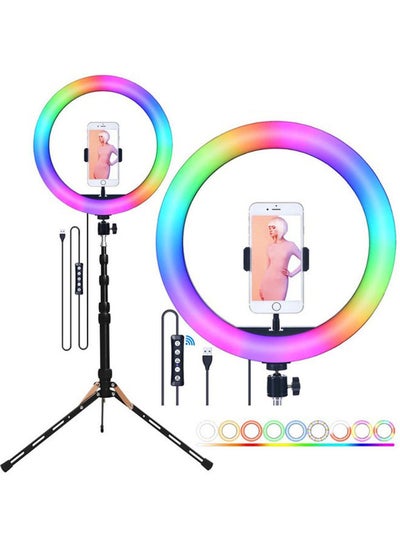 Buy RGB LED Selfie Round USB RingLight with Phone Clip Multicolour in Egypt