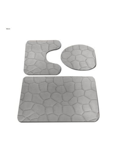 Buy 3-Piece Bathroom Anti Slip Pedestal Set Grey 44 x 75, 44 x 75, 38 x 40cm in Saudi Arabia