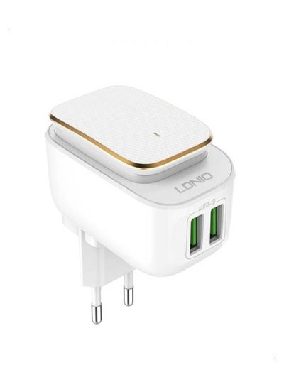 Buy 2-In-1 LED Touch Lamp With Dual USB Port Charger White/Gold in UAE