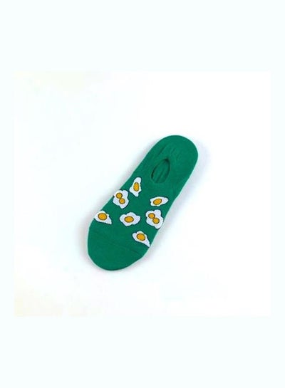 Buy Pair Of  Cotton Socks Green/White/Yellow in Saudi Arabia