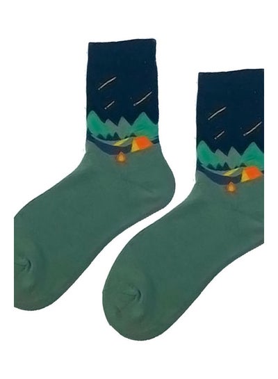 Buy Pair Of  Cotton Socks Green/Blue/Orange in Saudi Arabia