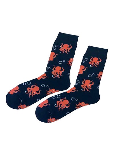 Buy Pair Of  Cotton Socks Black/Orange in Saudi Arabia