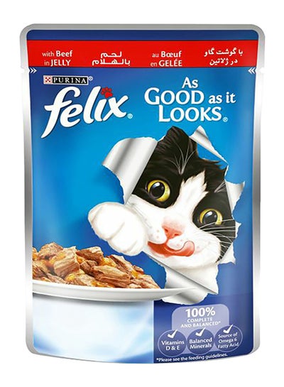 Buy As Good As It Looks With Beef In Jelly Wet Cat Food Blue 100grams in Saudi Arabia