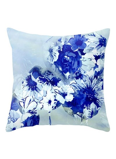 Buy Elegant Flower Cactus Waist Throw Cushion Pillow Case Blue/White in UAE