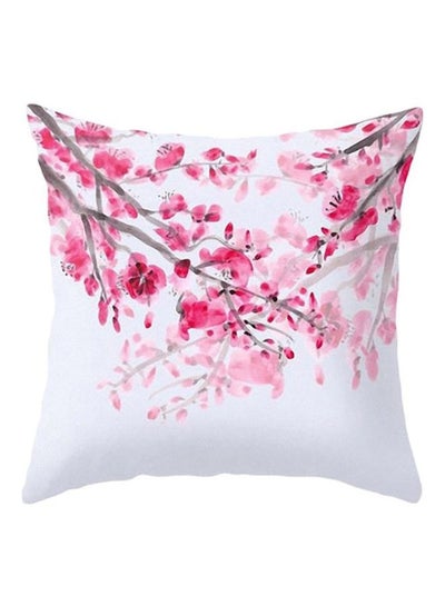 Buy Elegant Flower Cactus Waist Throw Cushion Pillow Case Pink/White 45 x 45cm in UAE