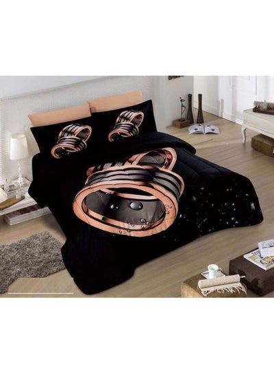 Buy 6-Piece Filling Comforter Set Microfiber Black/Pink/Grey King in Saudi Arabia