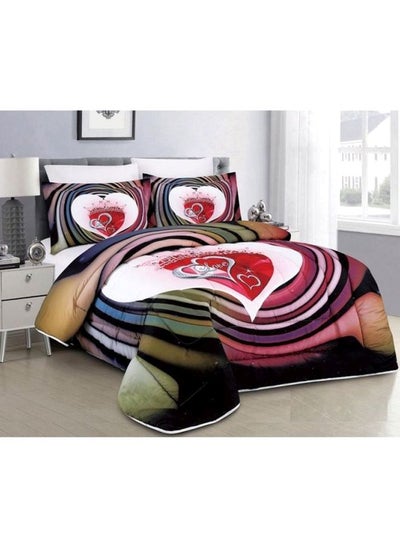 Buy 4-Piece Medium Filling Comforter Set Microfiber Multicolour Single in Saudi Arabia