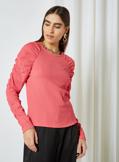 Buy Ruched Sleeve Top Honeysuckle in UAE