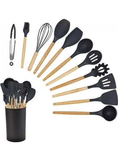 Buy 11-Pieces Kitchen Utensil Set Black 25cm in Saudi Arabia