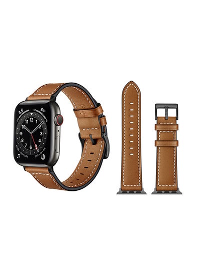 Buy Leather Replacement Band For Apple Watch Series 6/SE/5/4/3/2/1 Brown in UAE