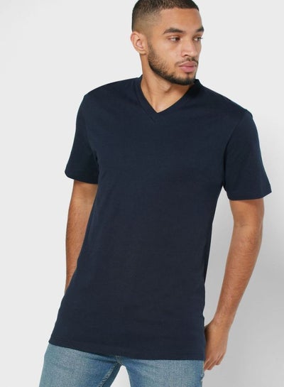 Buy V Neck T Shirt Navy in UAE