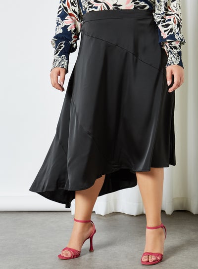 Buy Curve Asymmetric Hem Skirt Black(C-N10) in UAE