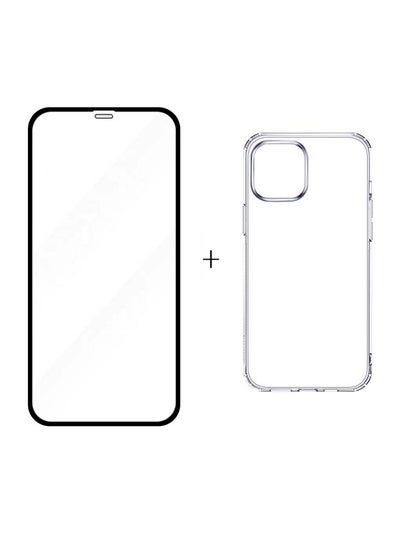 Buy Protective Case Cover Clear whit Tempered Glass Screen Protector  For iPhone 12 White in Saudi Arabia