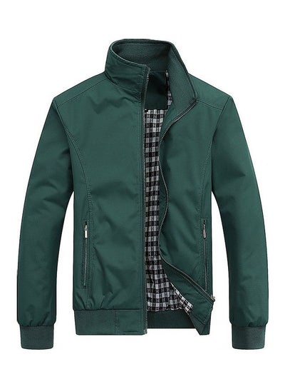 Buy Stand Collar Winter Jacket Green in UAE