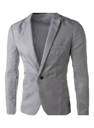 Buy One Button Blazer Grey in Saudi Arabia