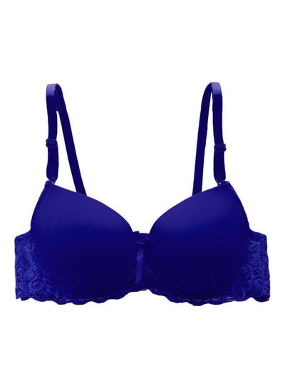 Buy Lace Push Up Underwired Bra Blue in Saudi Arabia