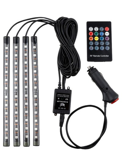 Buy 4-Piece Car LED Strip Light Set With Sound Active Function And Wireless Remote Control in UAE