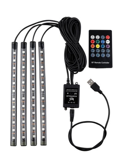 Buy 4-Piece Car LED Strip Light Set With Sound Active Function And Wireless Remote Control in UAE