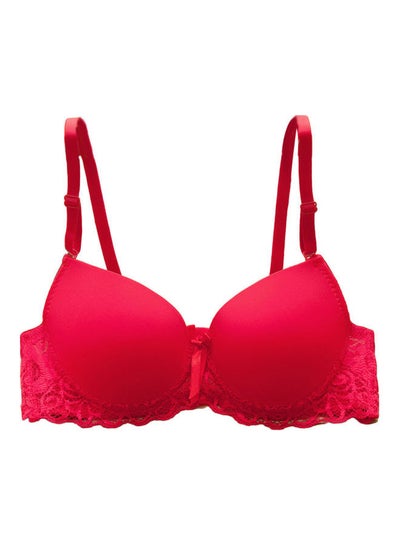 Buy Lace Push Up Underwired Bra Rose Red in UAE